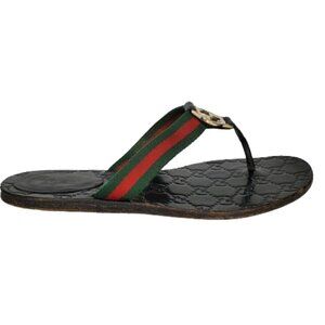 Gucci GG Web Stripe Thong Flip Flop Sandals